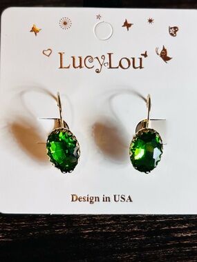 Emerald Green Faceted Drop‎ Earrings